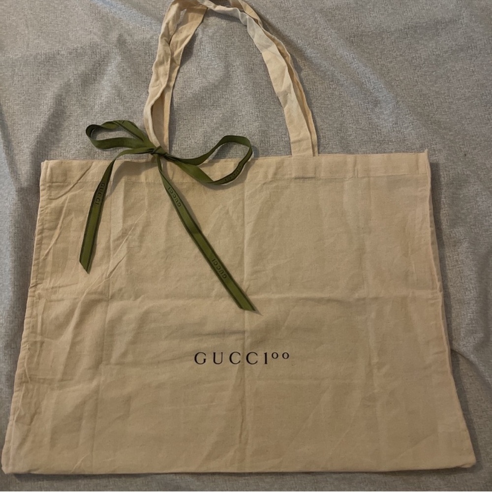 Gucci Beige Tote with Olive Ribbon - Picture 4 of 7
